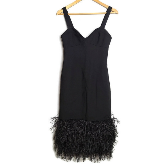 Cinq a Sept Sabine Feather Midi Dress in Black - Picture 2 of 8